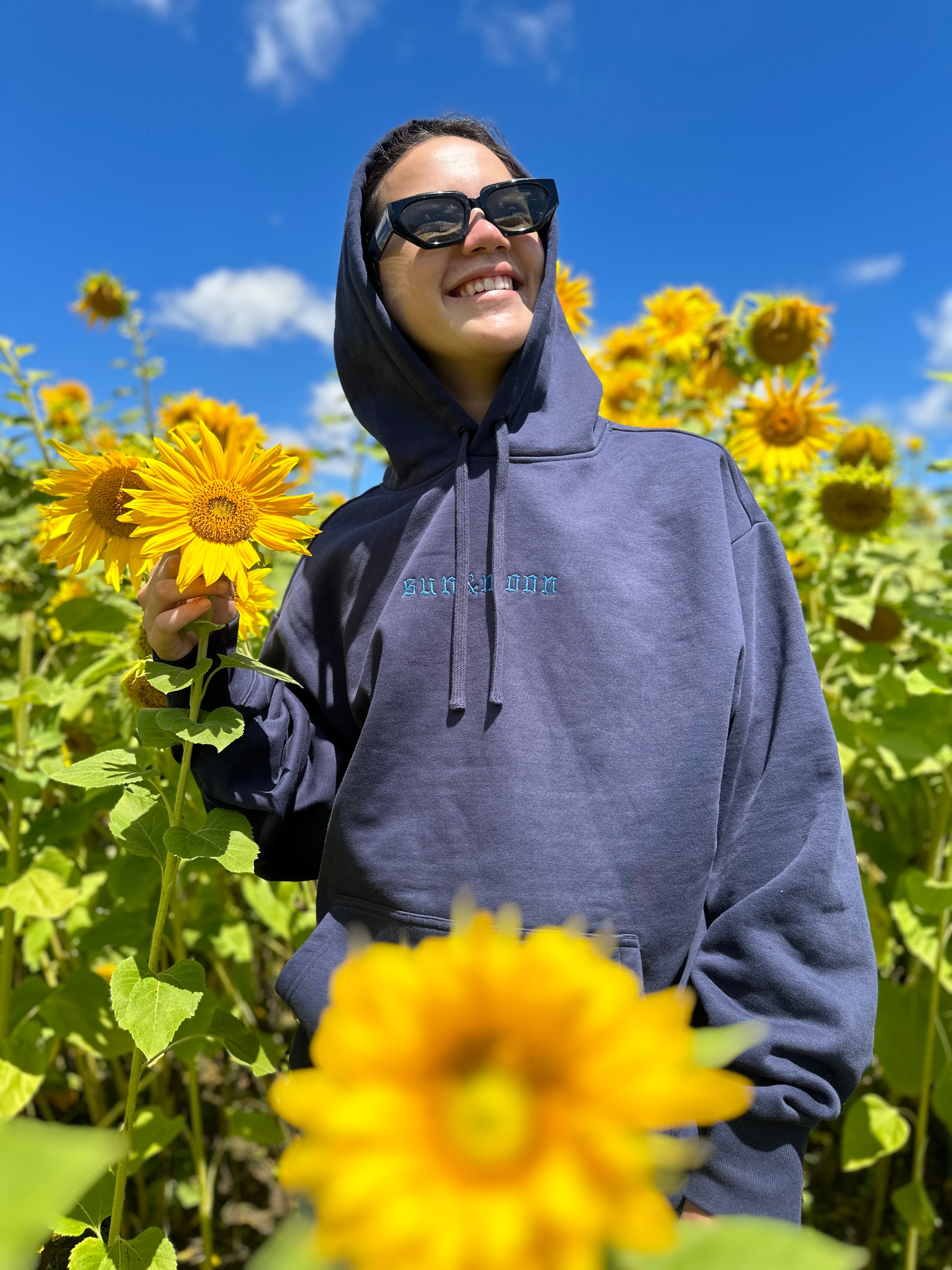 Navy Sun Moon Hoodie